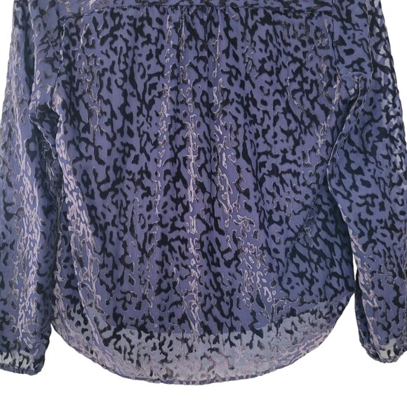 Alfani Velvet Sheer Draped Blouse Top Womens Size PM Purple Black Long Sleeve - Picture 10 of 11